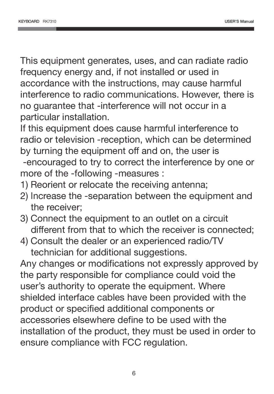 Rosewill RK-7310 user manual Keyboard RK7310 