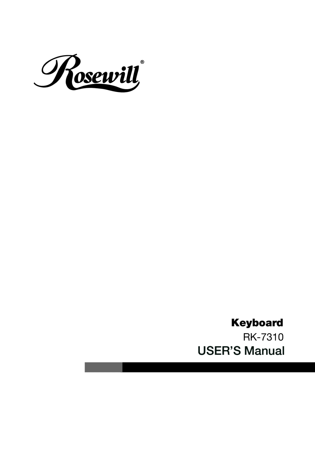 Rosewill RK-7310 user manual USER’S Manual, Keyboard 