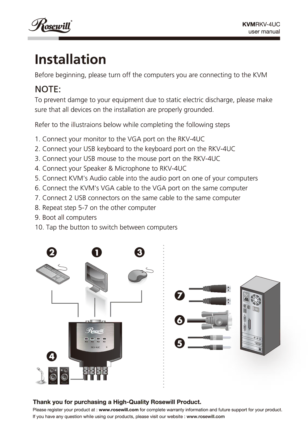 Rosewill KVMRKV-4UC manual 