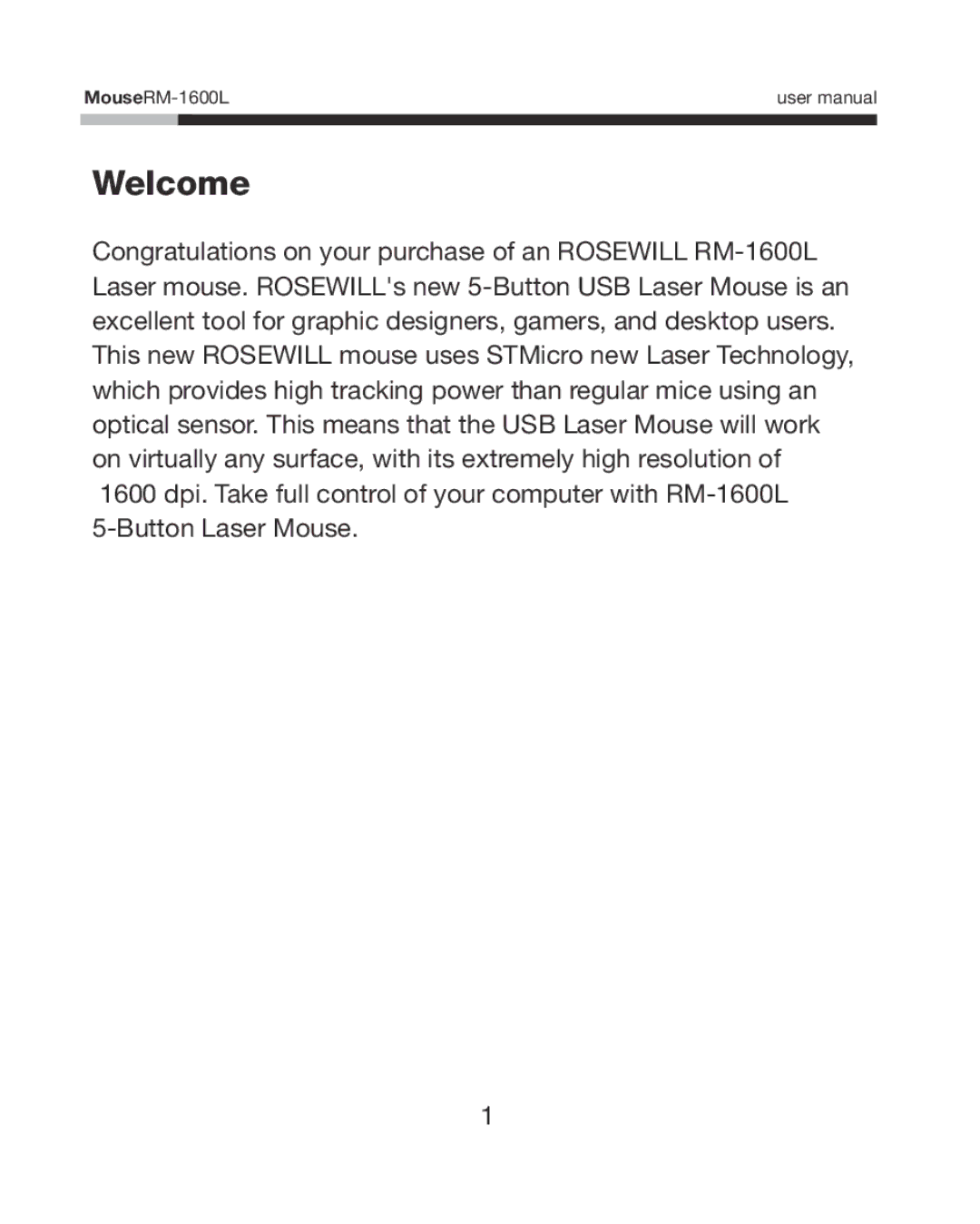 Rosewill RM-1600L user manual Welcome 