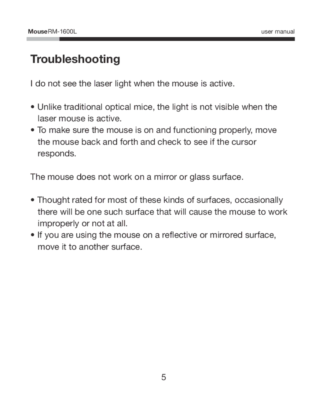 Rosewill RM-1600L user manual Troubleshooting 