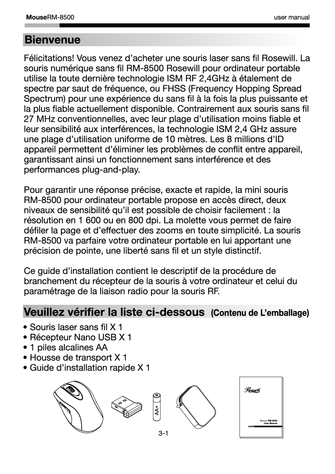 Rosewill RM-8500 user manual 