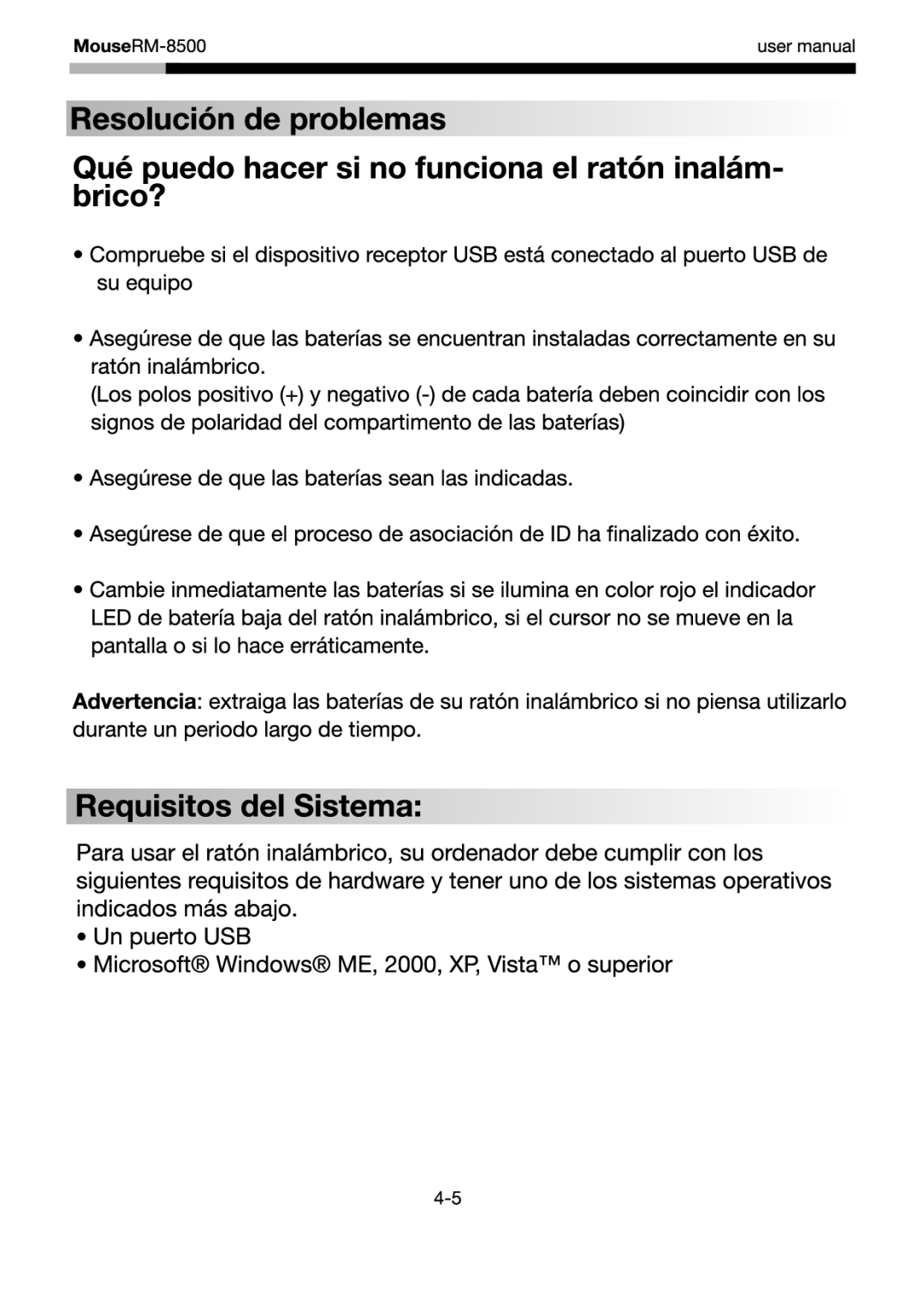 Rosewill RM-8500 user manual 