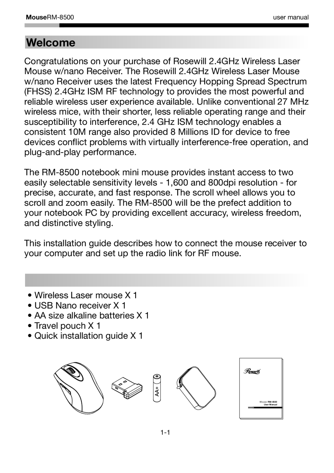 Rosewill RM-8500 user manual Welcome 