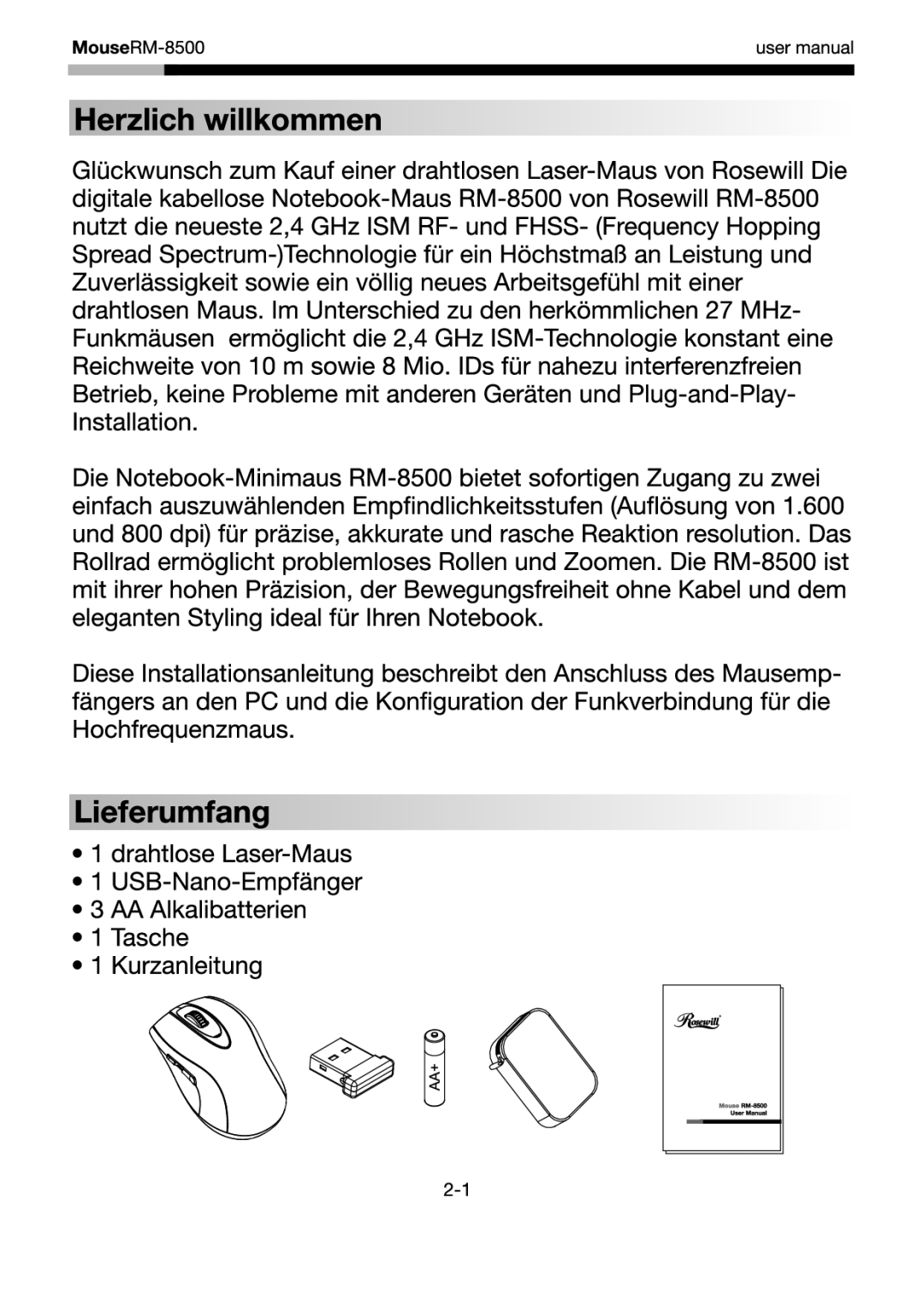 Rosewill RM-8500 user manual 