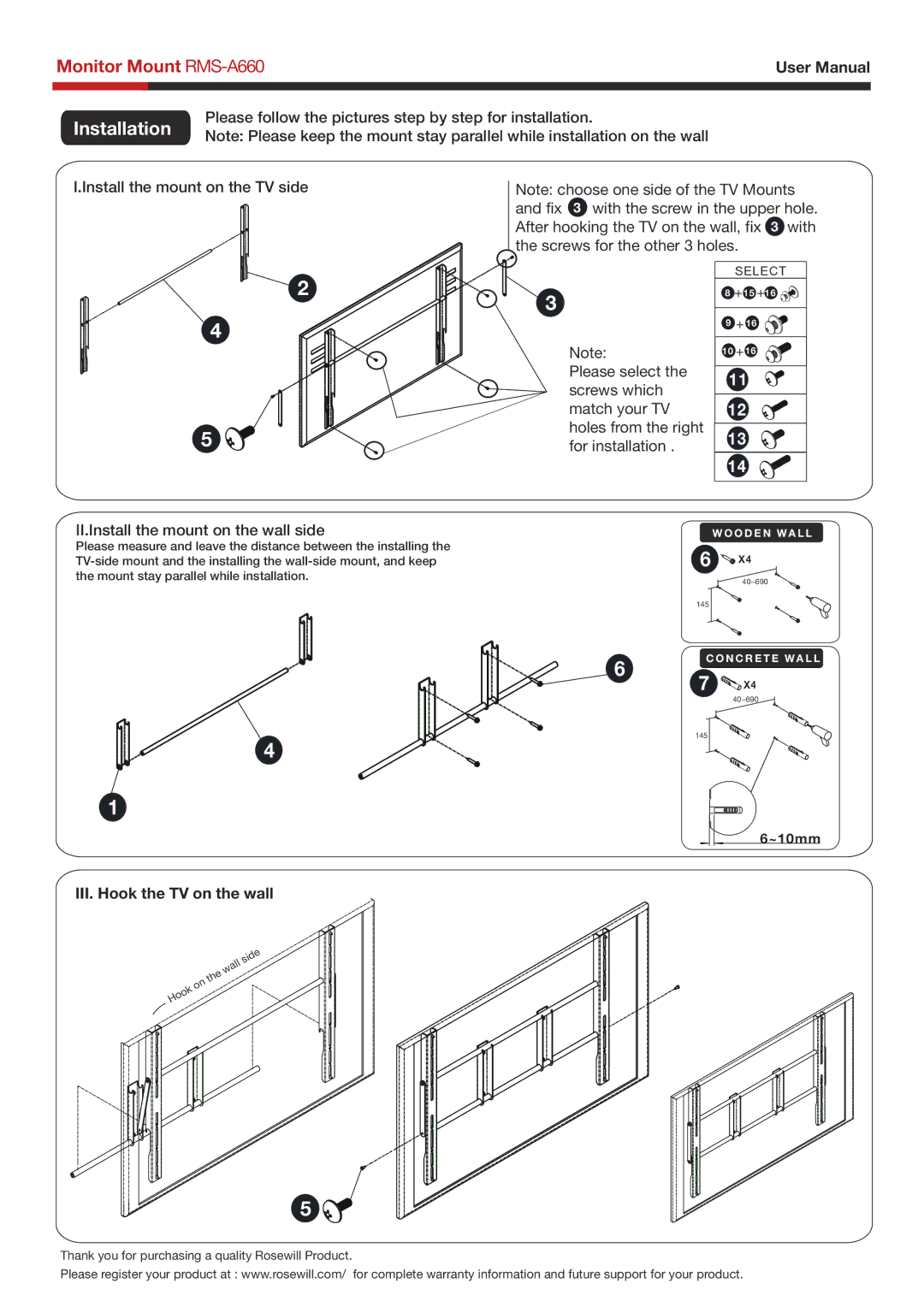 Rosewill RMS-A660 user manual Installation, Please follow the pictures step by step for installation 