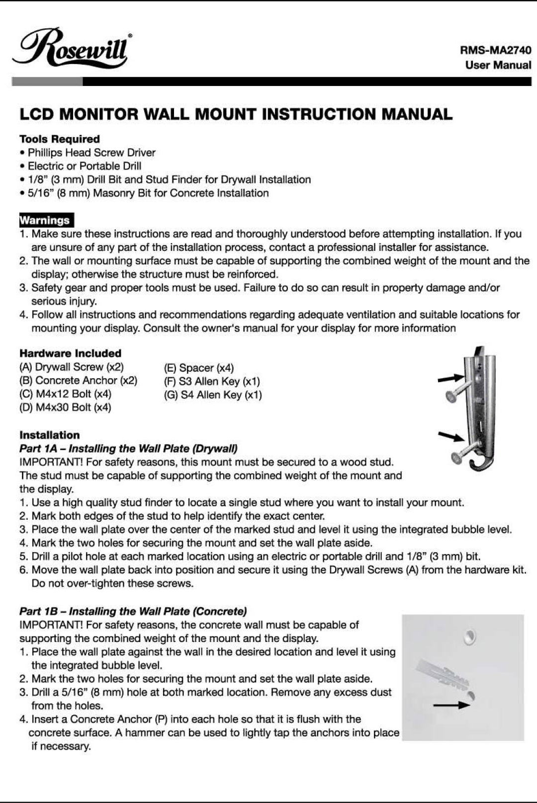 Rosewill RMS-MA2740 manual 