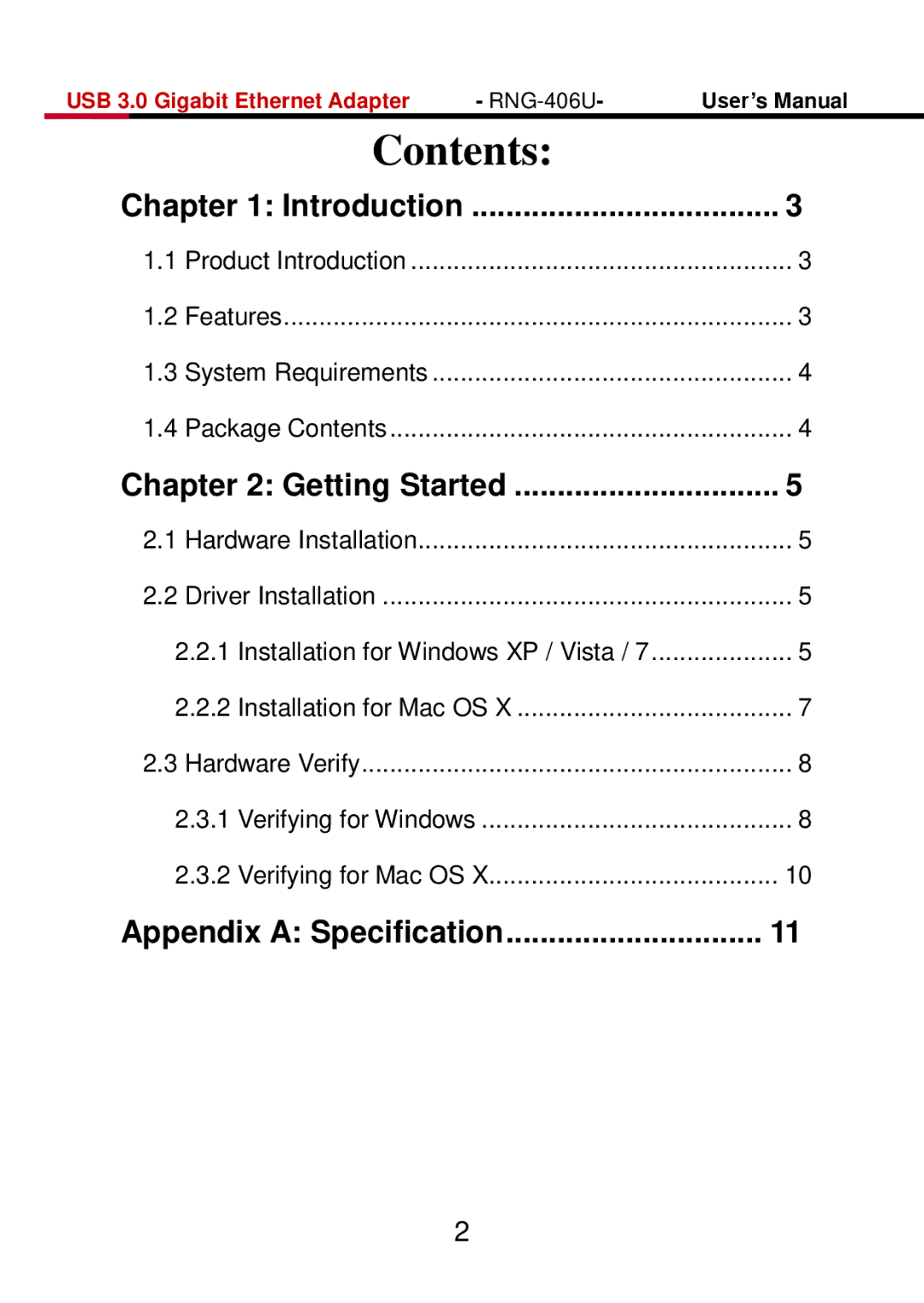 Rosewill RNG-406U user manual Contents 