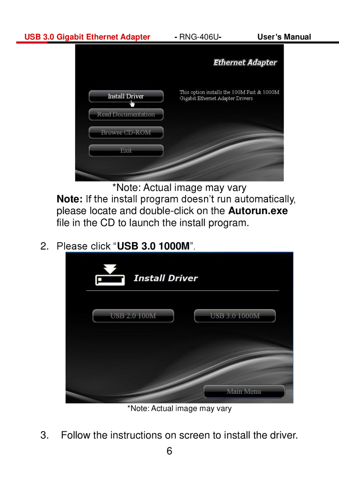 Rosewill RNG-406U user manual USB 3.0 Gigabit Ethernet Adapter 