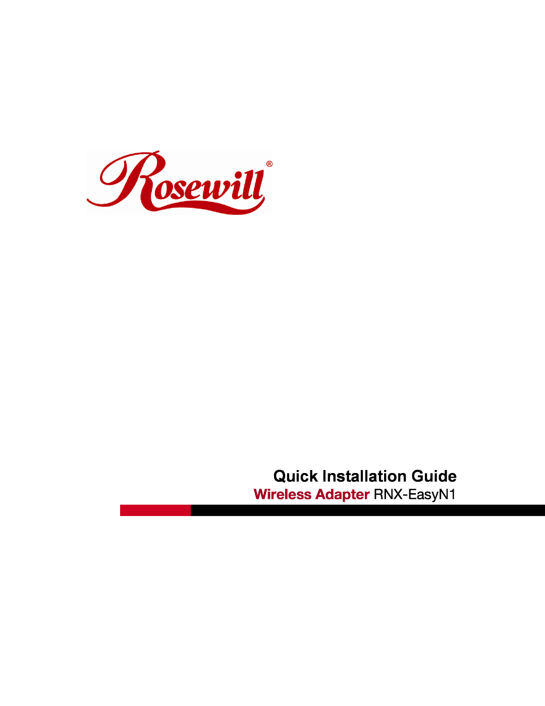 Rosewill manual Quick Installation Guide, Wireless Adapter RNX-EasyN1 