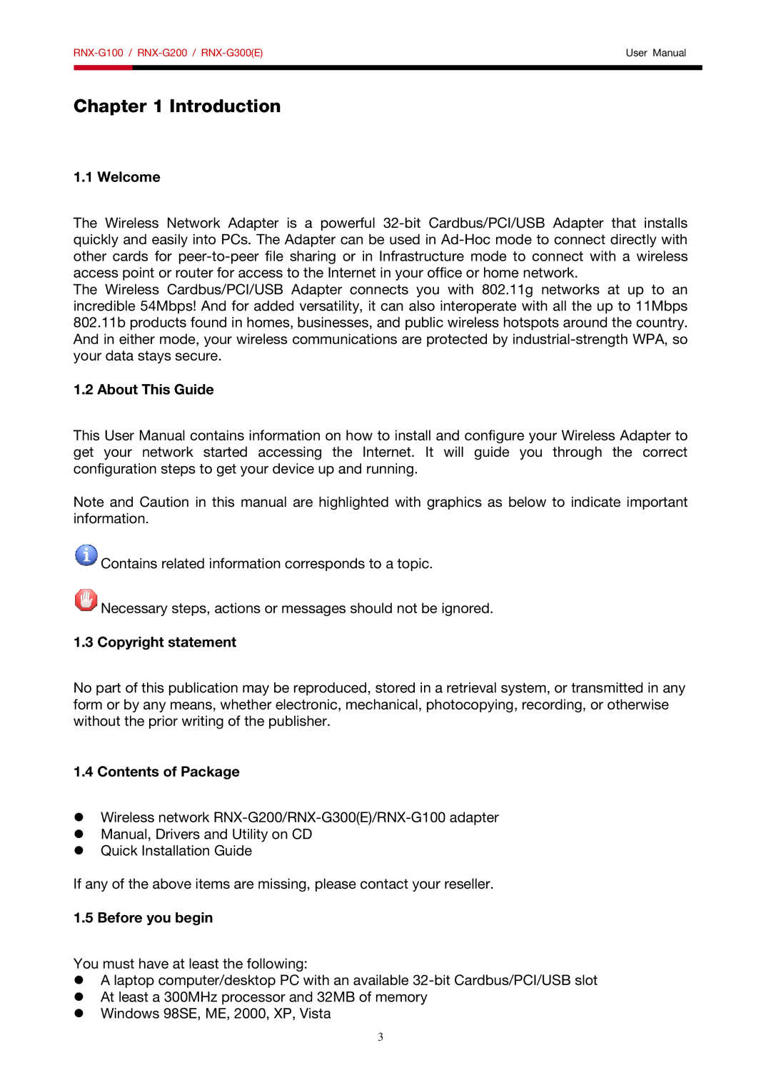 Rosewill RNX-G100, RNX-G200, RNX-G300 user manual Introduction 