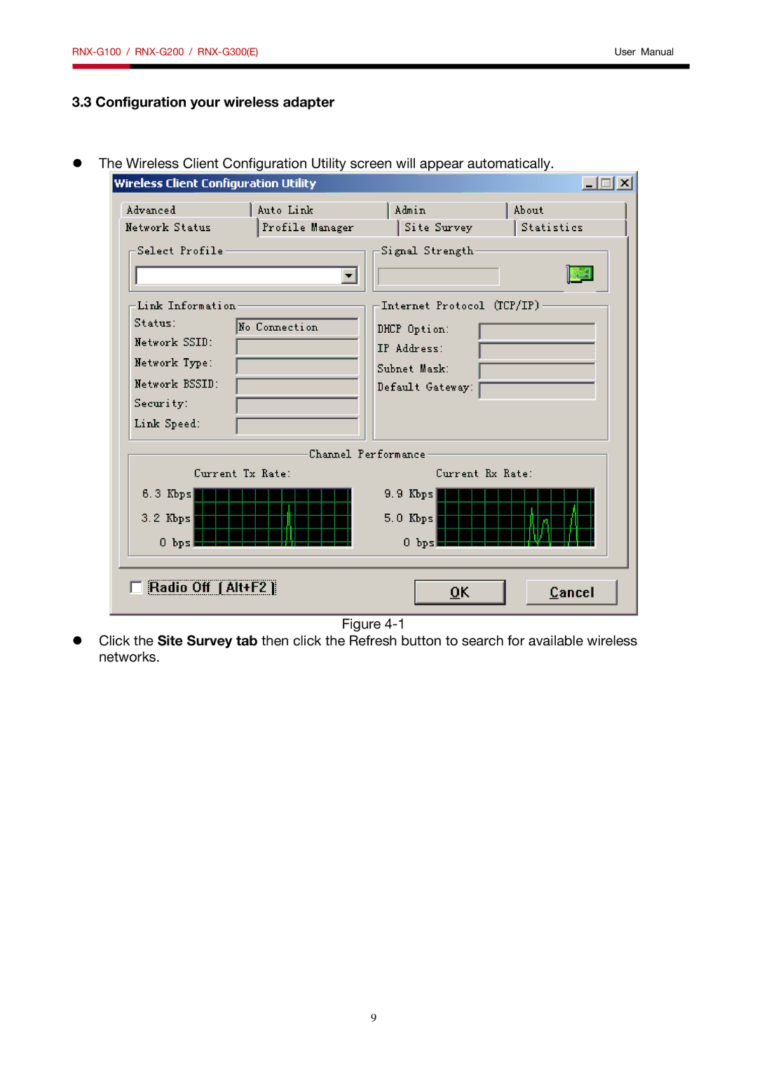 Rosewill RNX-G100, RNX-G200, RNX-G300 user manual Configuration your wireless adapter 