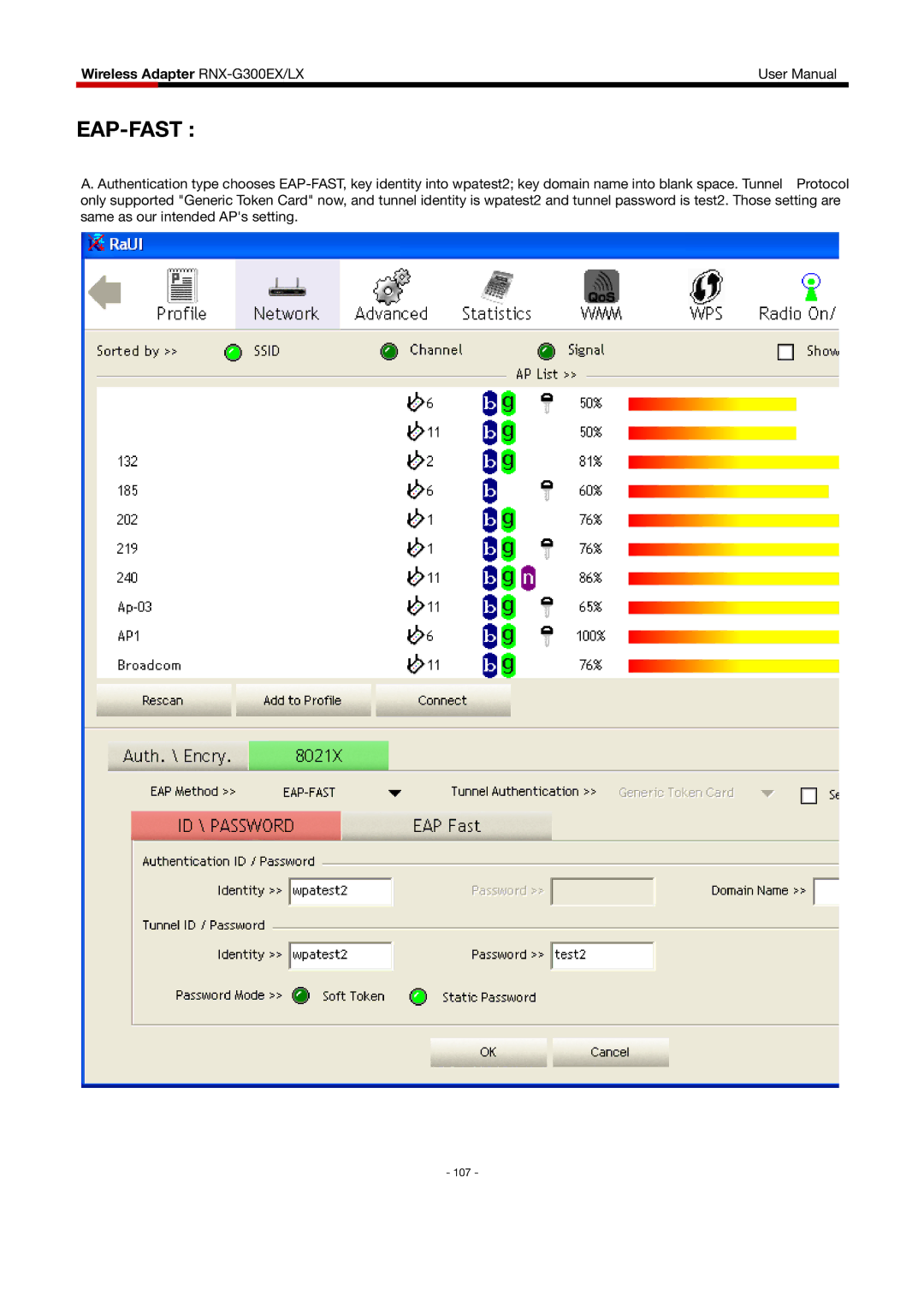 Rosewill RNX-G300EXLX user manual Eap-Fast 