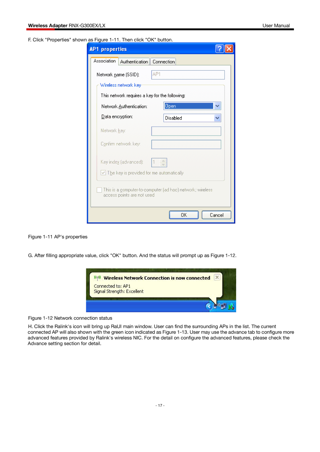 Rosewill RNX-G300EXLX user manual Click Properties shown as -11. Then click OK button 