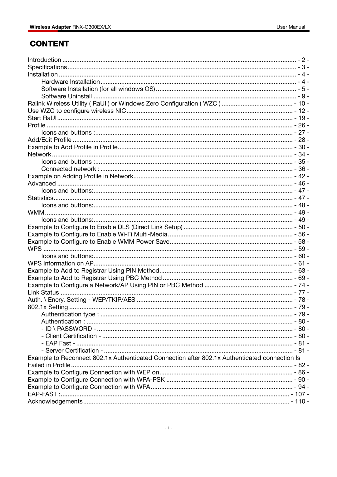 Rosewill RNX-G300EXLX user manual Content, Wmm 