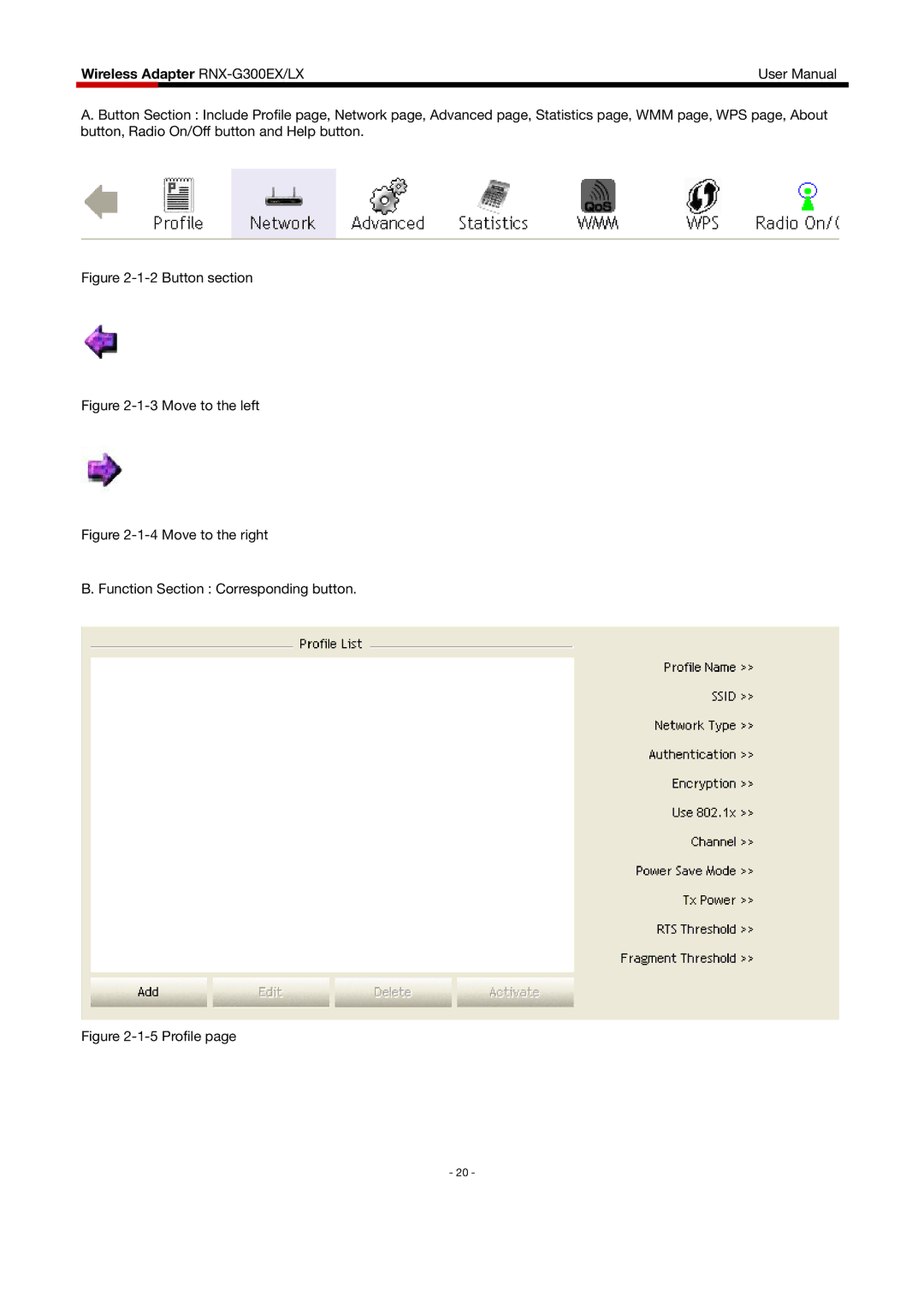 Rosewill RNX-G300EXLX user manual Button section 