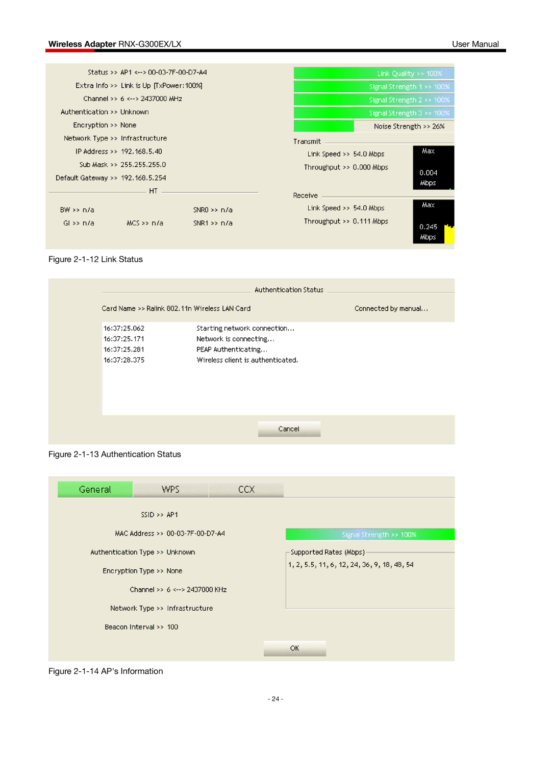 Rosewill RNX-G300EXLX user manual Link Status 