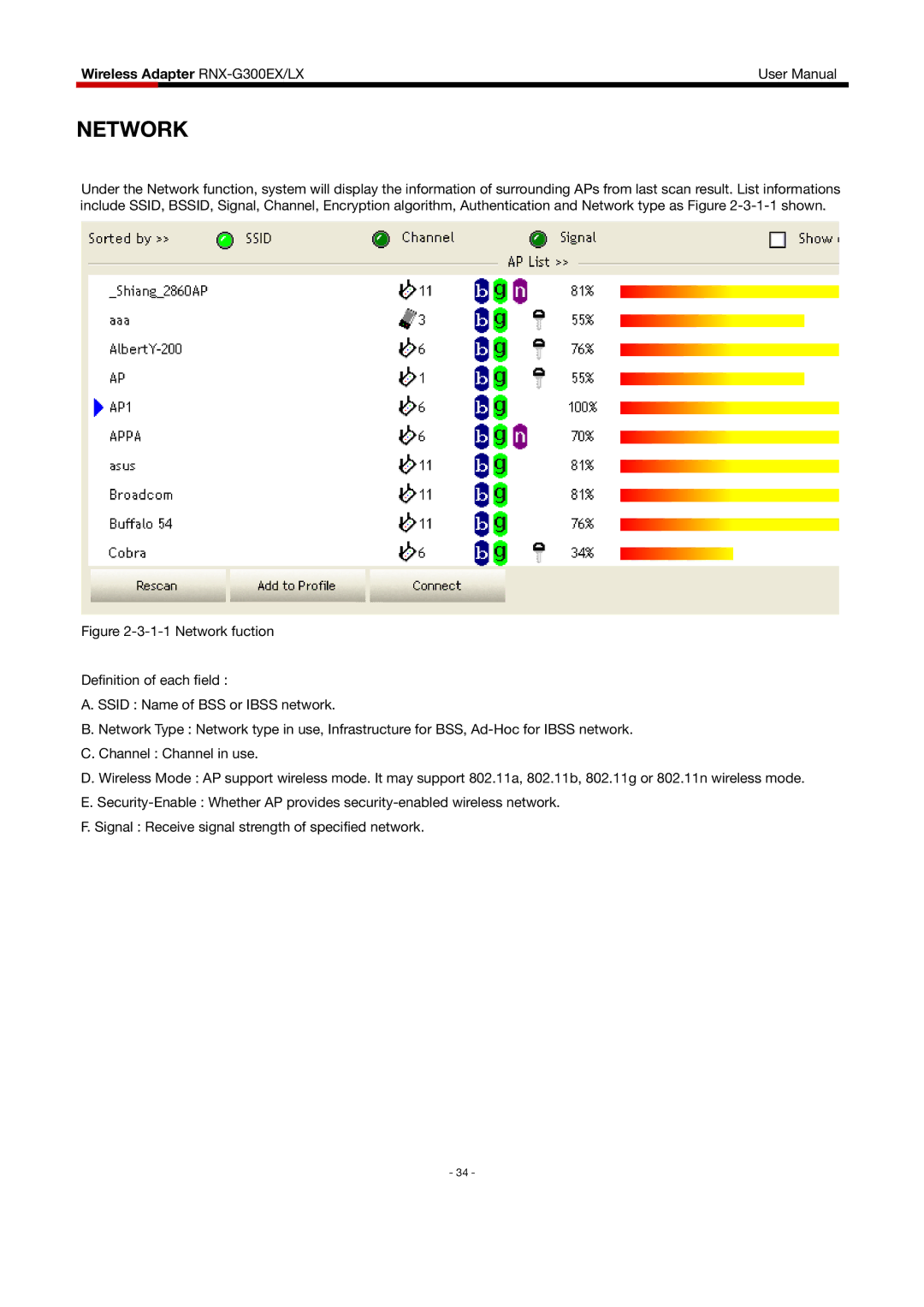 Rosewill RNX-G300EXLX user manual Network 