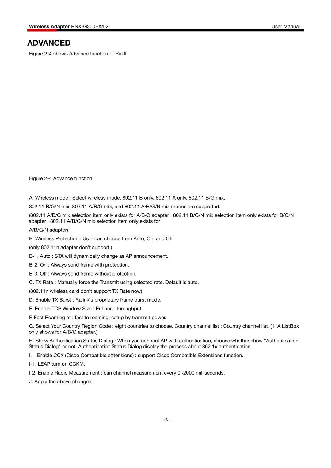 Rosewill RNX-G300EXLX user manual Advanced, Shows Advance function of RaUI 