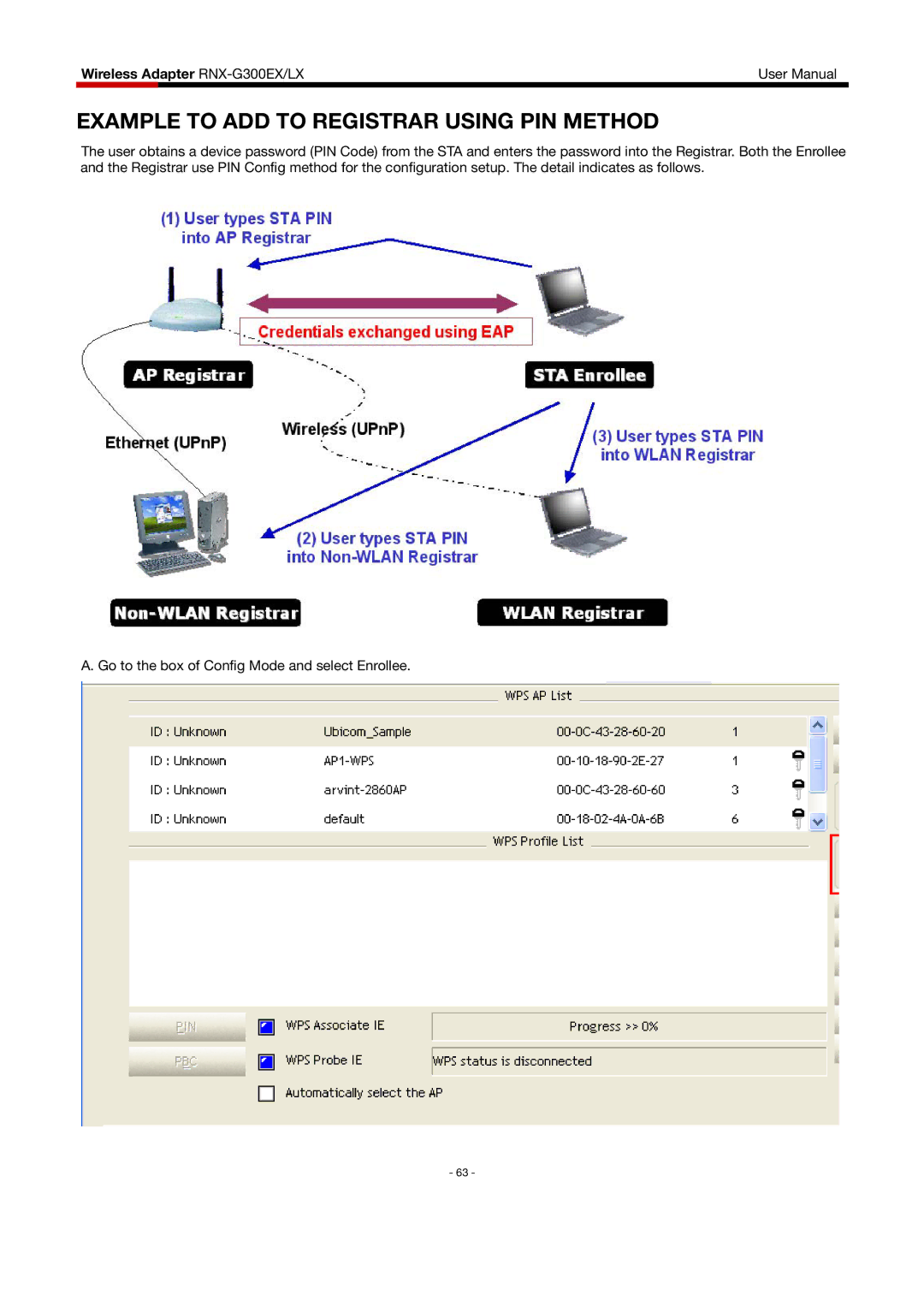 Rosewill RNX-G300EXLX user manual Example to ADD to Registrar Using PIN Method 