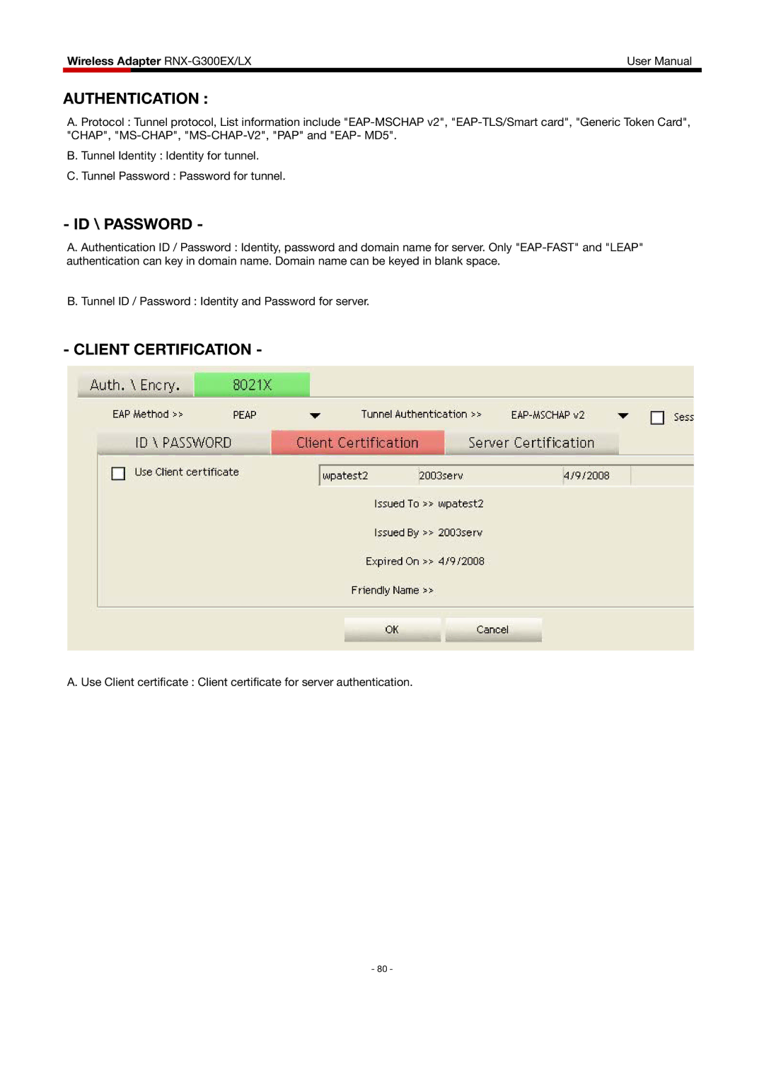 Rosewill RNX-G300EXLX user manual Authentication 