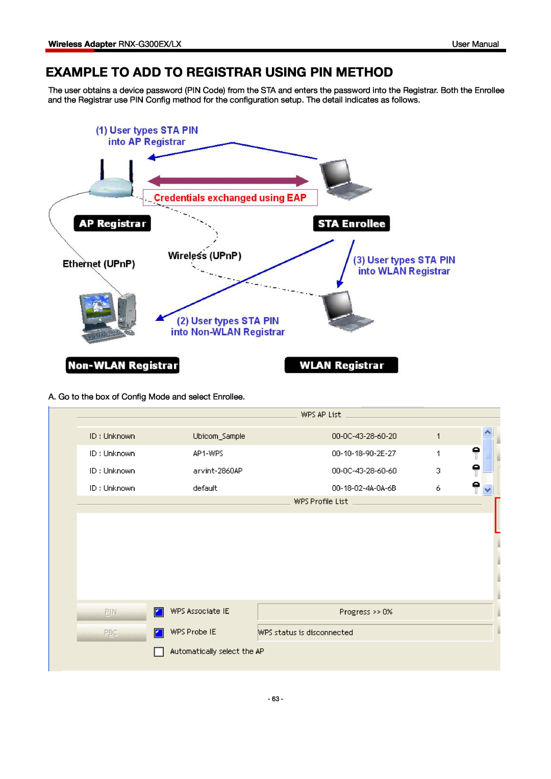 Rosewill RNX-G300EXLX user manual Example To Add To Registrar Using Pin Method, Wireless Adapter RNX-G300EX/LX, User Manual 
