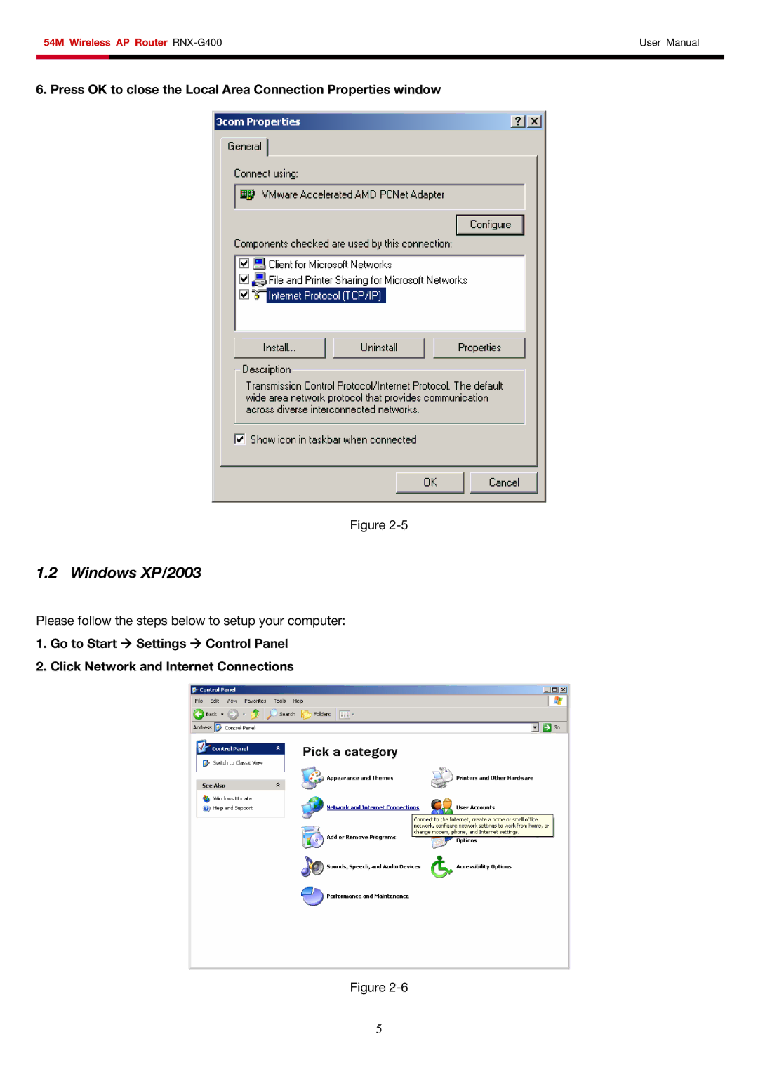 Rosewill RNX-G400 user manual Windows XP/2003 