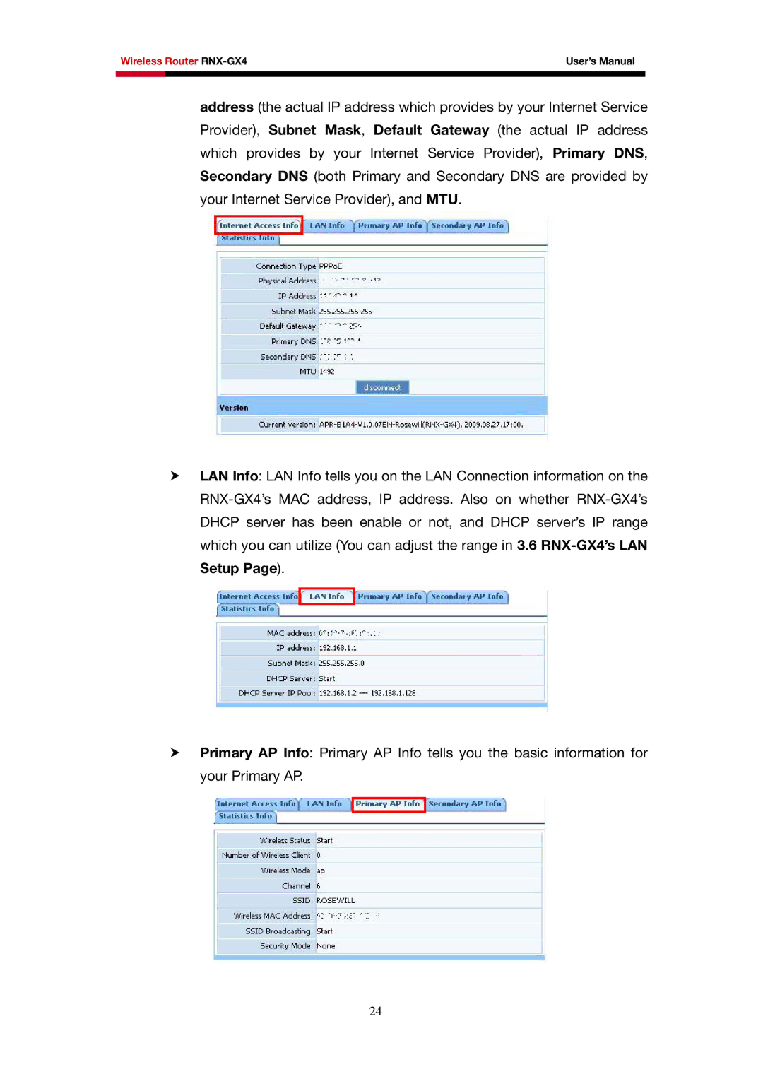 Rosewill user manual Wireless Router RNX-GX4 