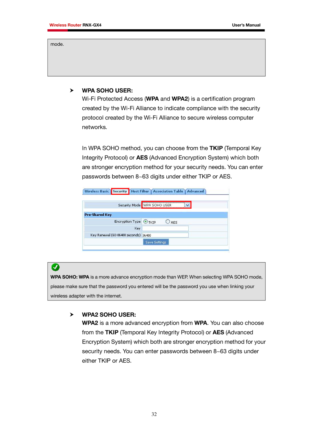 Rosewill RNX-GX4 user manual WPA Soho User, WPA2 Soho User 