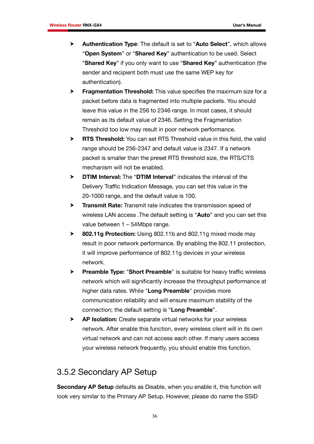 Rosewill RNX-GX4 user manual Secondary AP Setup 