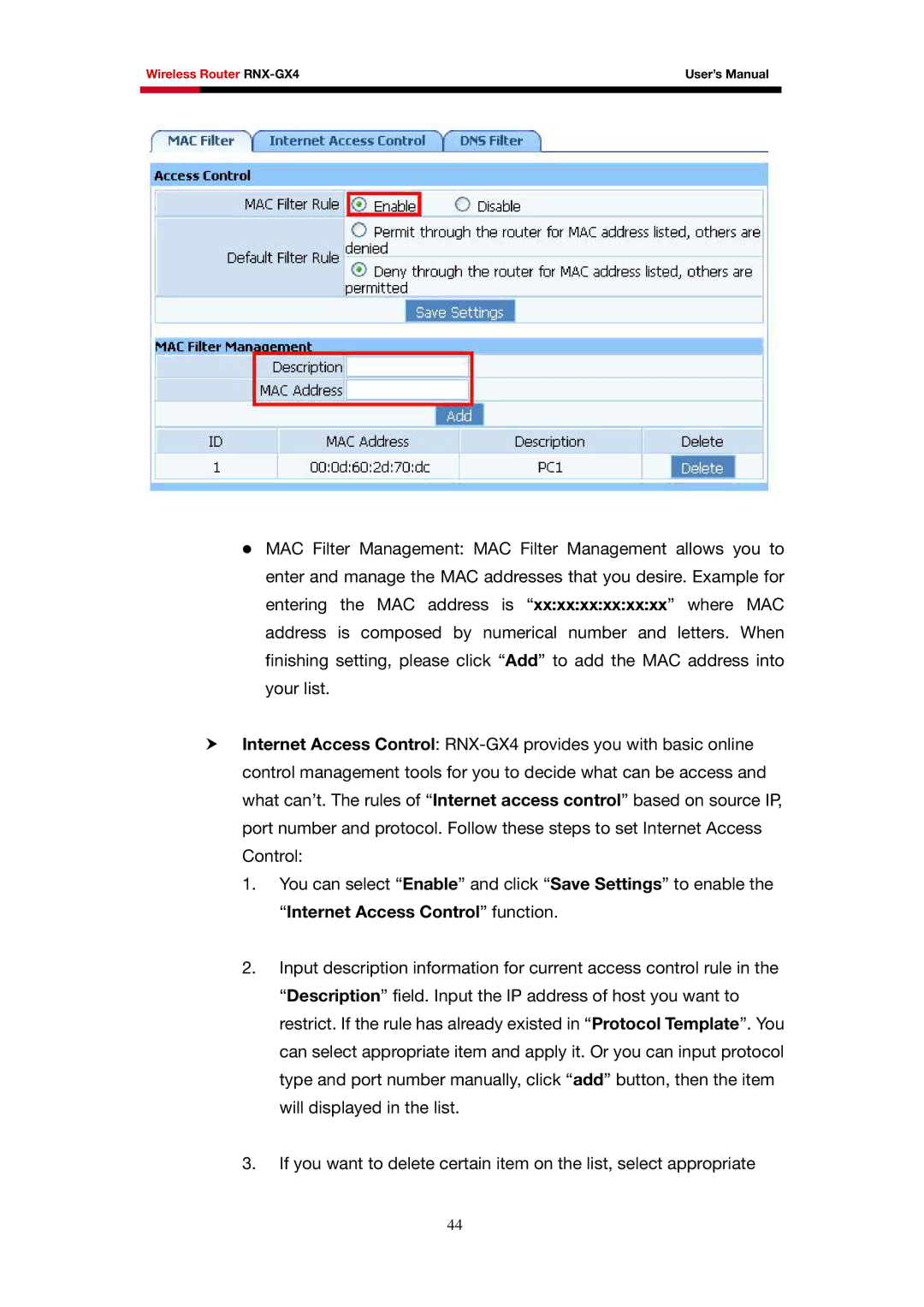 Rosewill user manual Wireless Router RNX-GX4 