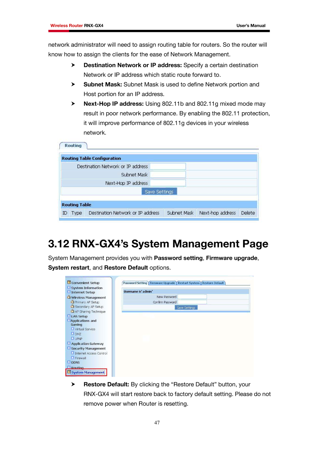 Rosewill user manual RNX-GX4’s System Management 