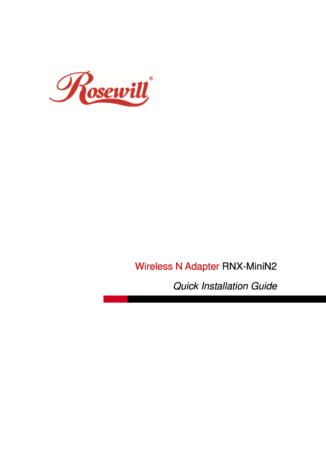 Rosewill manual Wireless N Adapter RNX-MiniN2, Quick Installation Guide 