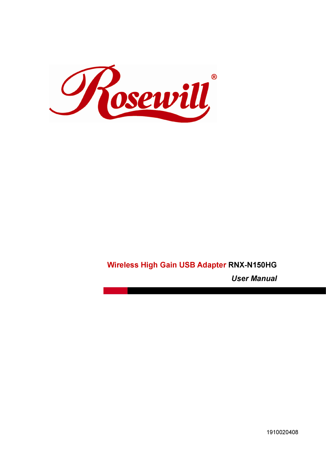 Rosewill user manual Wireless High Gain USB Adapter RNX-N150HG 