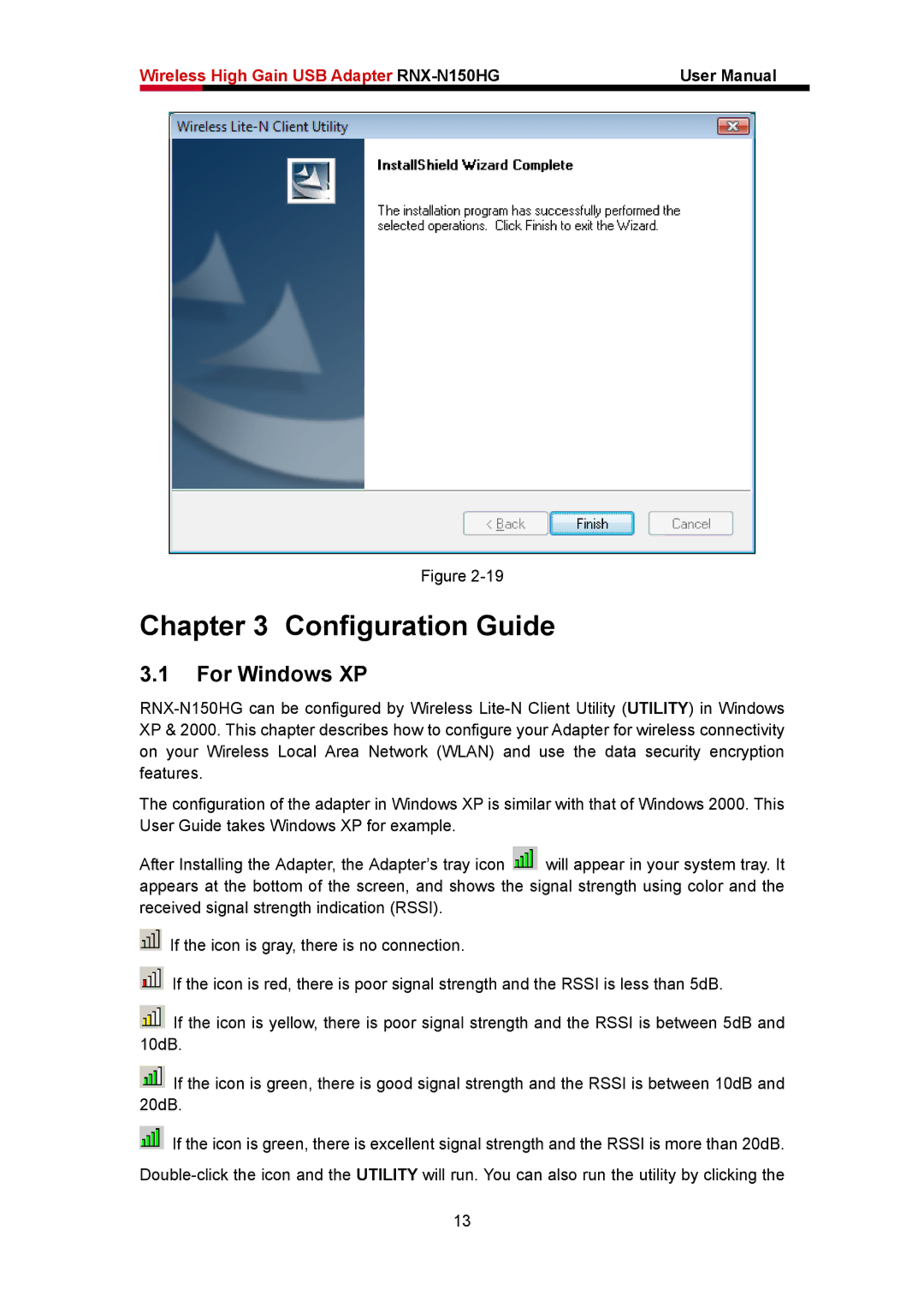 Rosewill RNX-N150HG user manual Configuration Guide, For Windows XP 