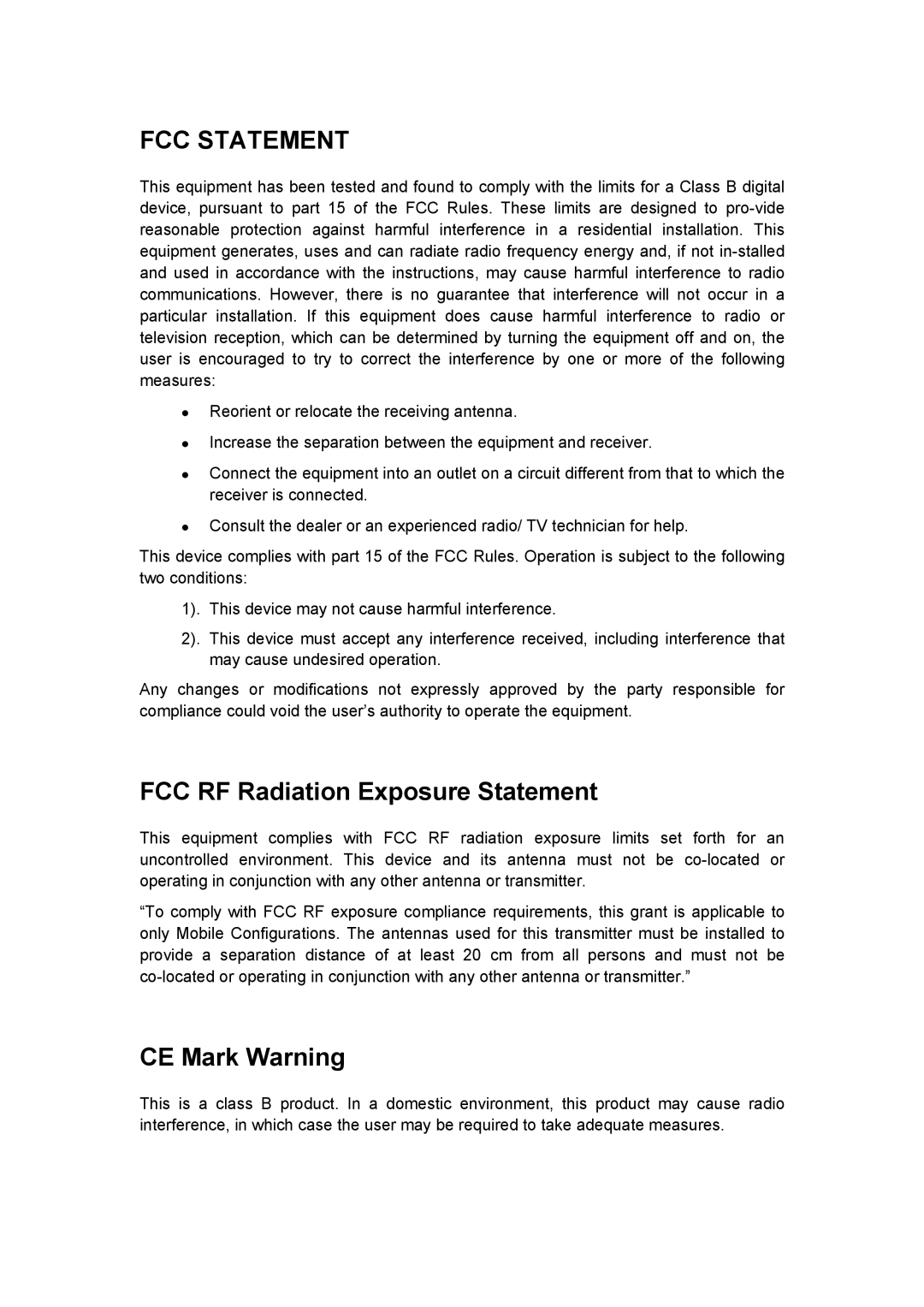 Rosewill RNX-N150HG user manual FCC Statement 