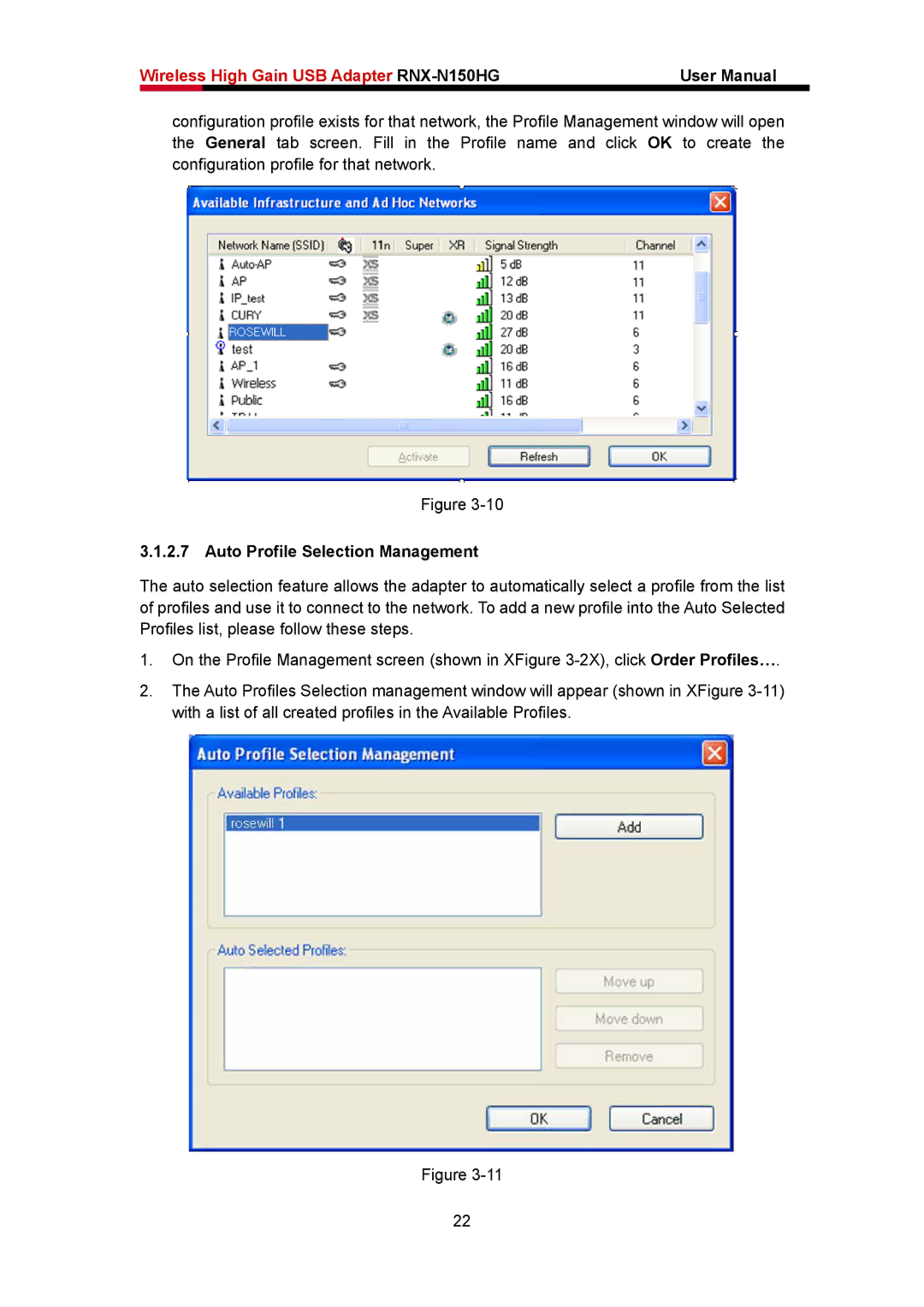 Rosewill RNX-N150HG user manual Auto Profile Selection Management 