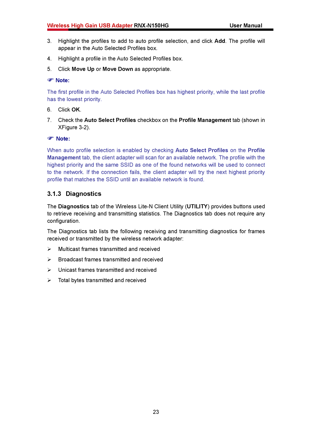 Rosewill RNX-N150HG user manual Diagnostics 