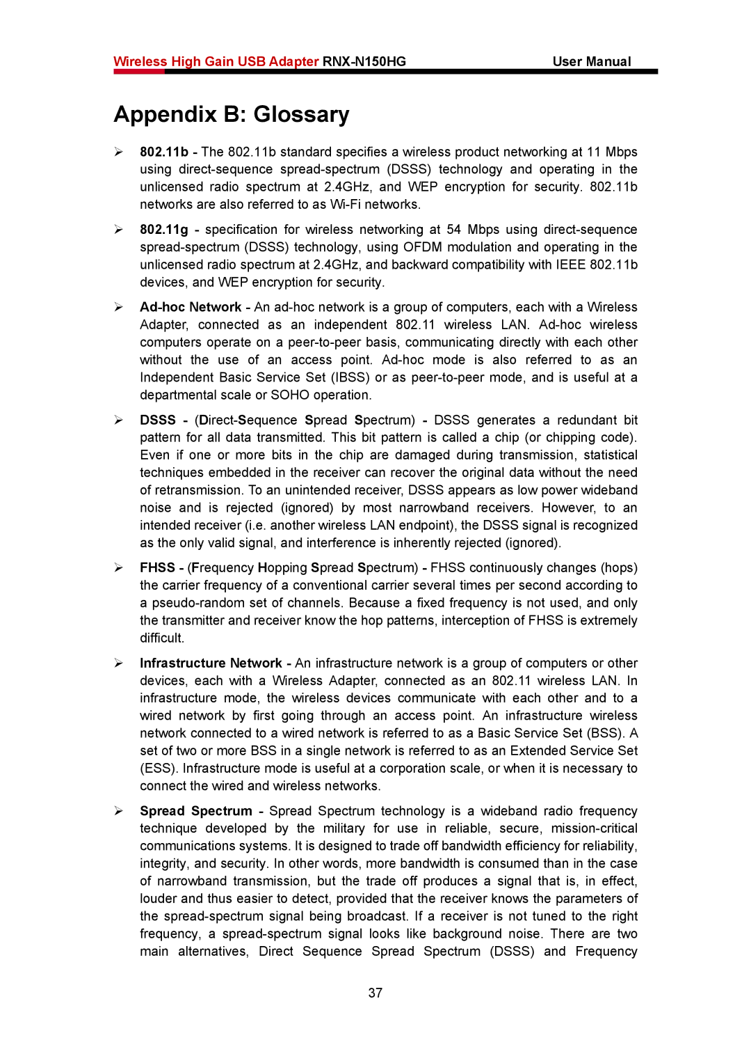 Rosewill RNX-N150HG user manual Appendix B Glossary 