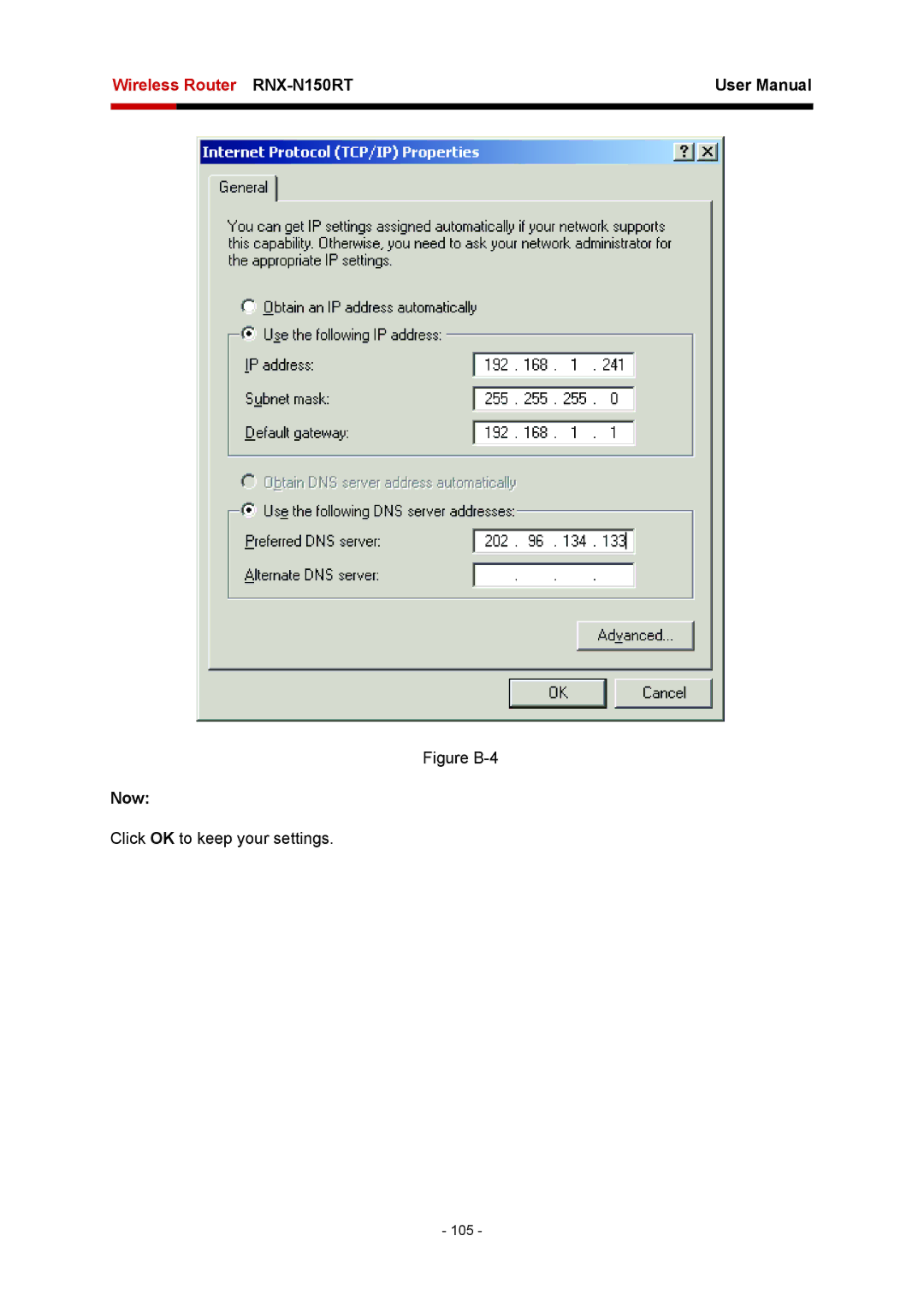 Rosewill RNX-N150RT user manual Figure B-4, Now 