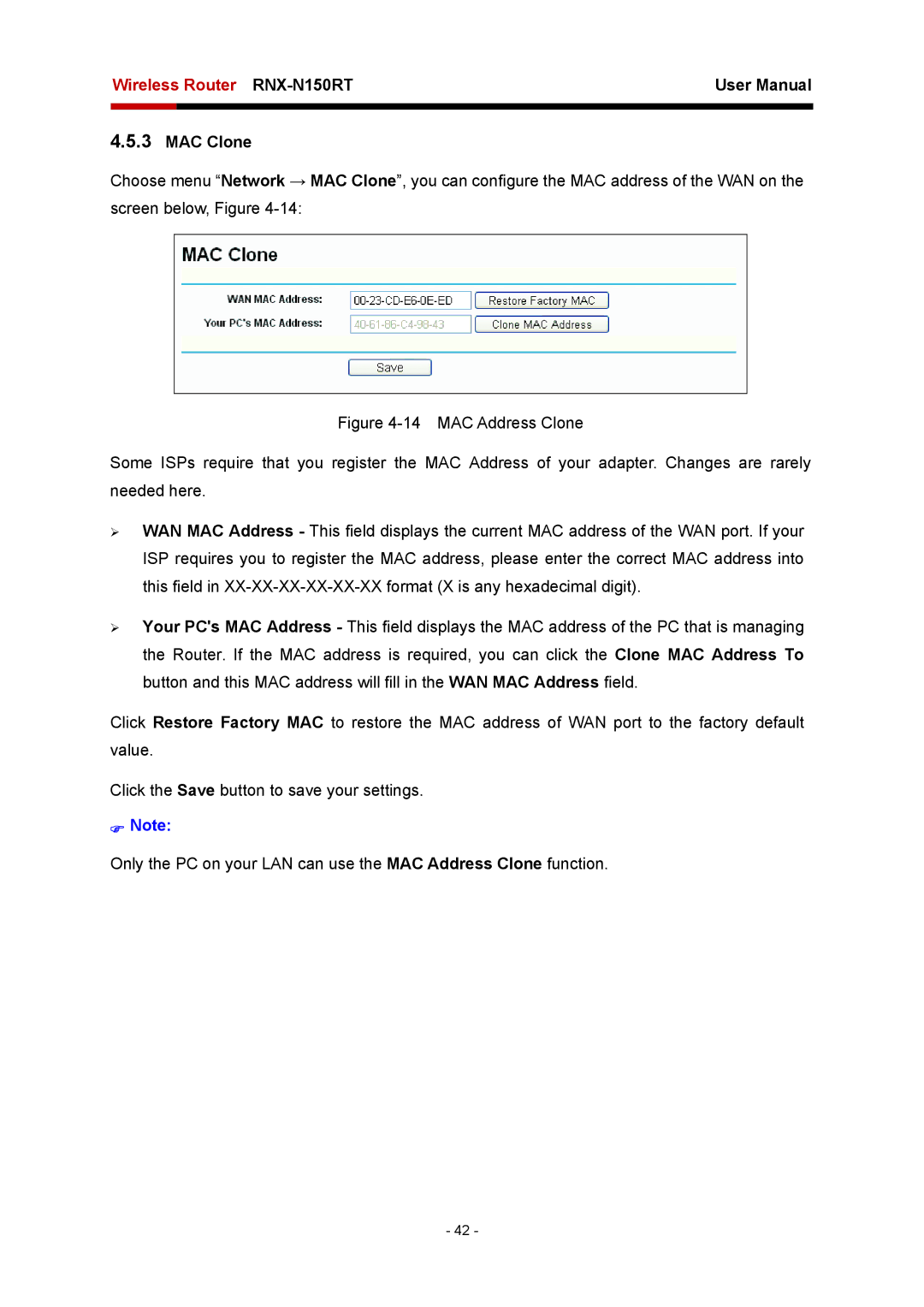 Rosewill RNX-N150RT user manual MAC Clone 