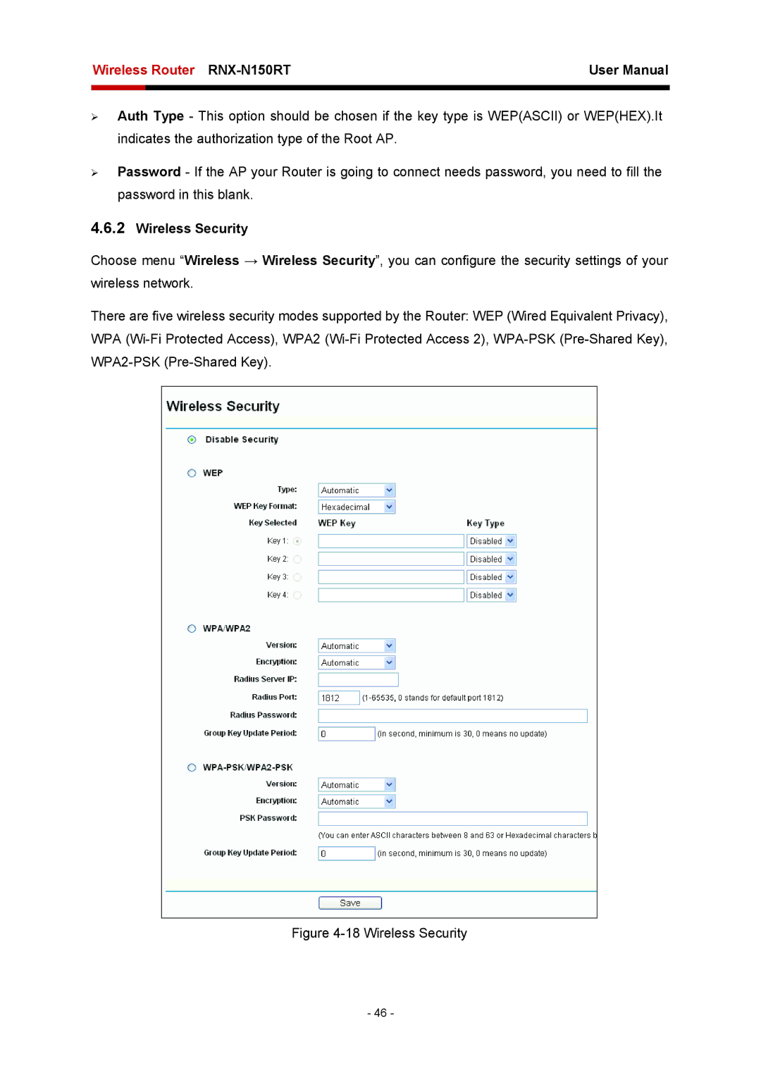 Rosewill RNX-N150RT user manual Wireless Security 