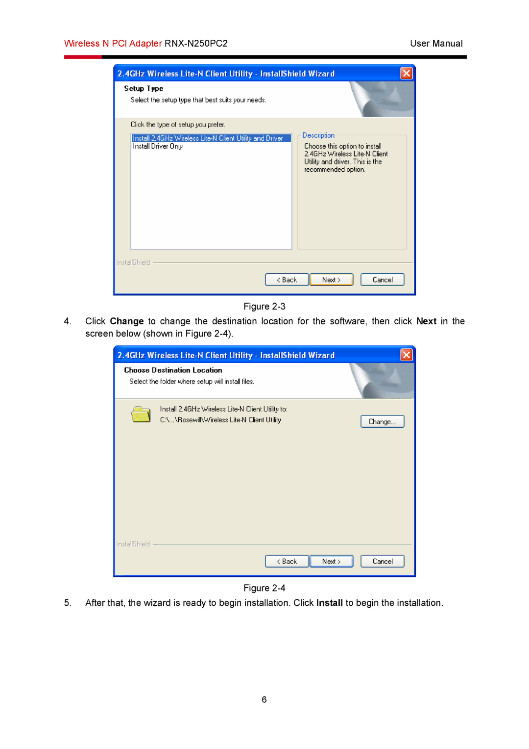 Rosewill user manual Wireless N PCI Adapter RNX-N250PC2 