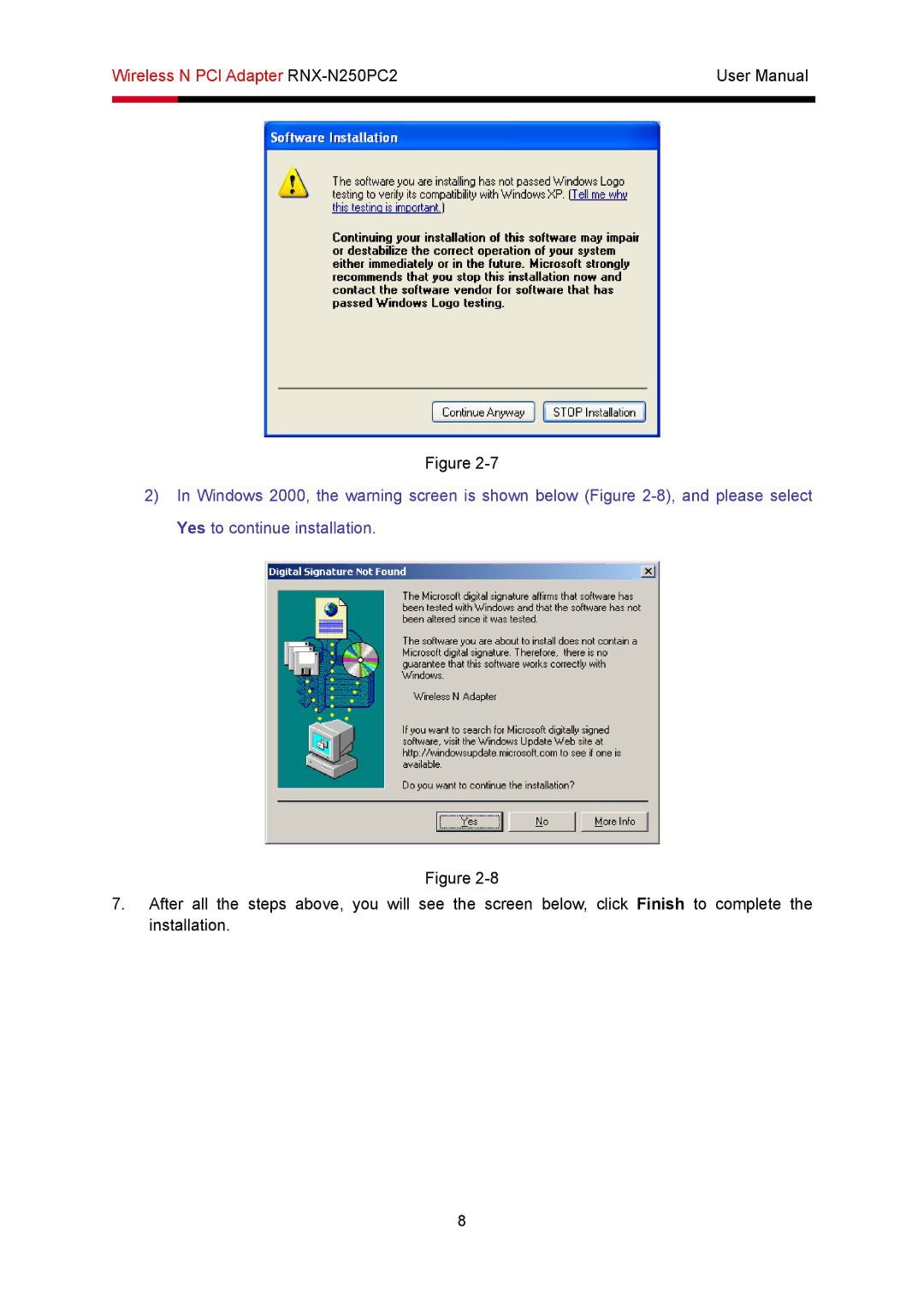 Rosewill user manual Wireless N PCI Adapter RNX-N250PC2 