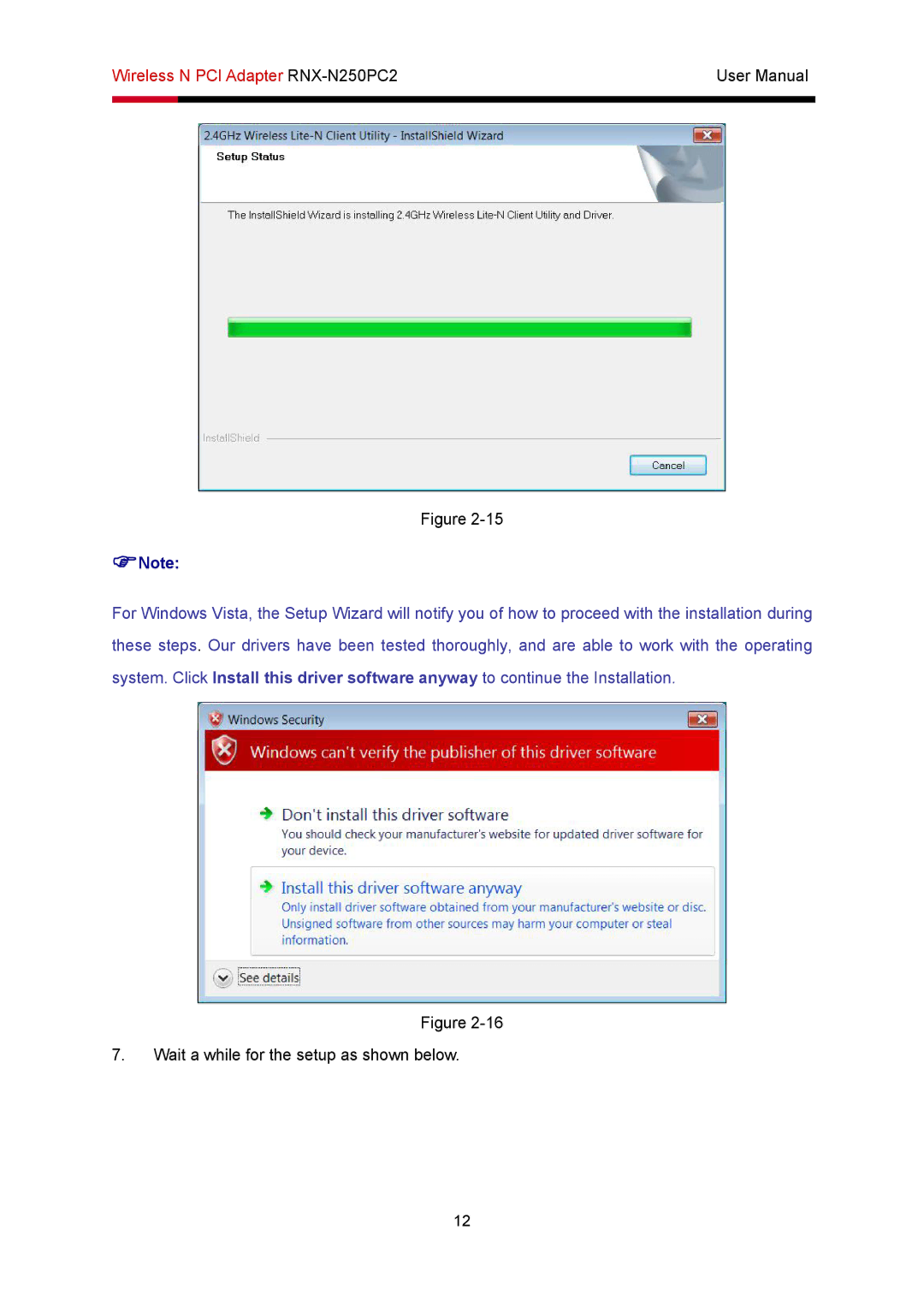 Rosewill RNX-N250PC2 user manual Wait a while for the setup as shown below 