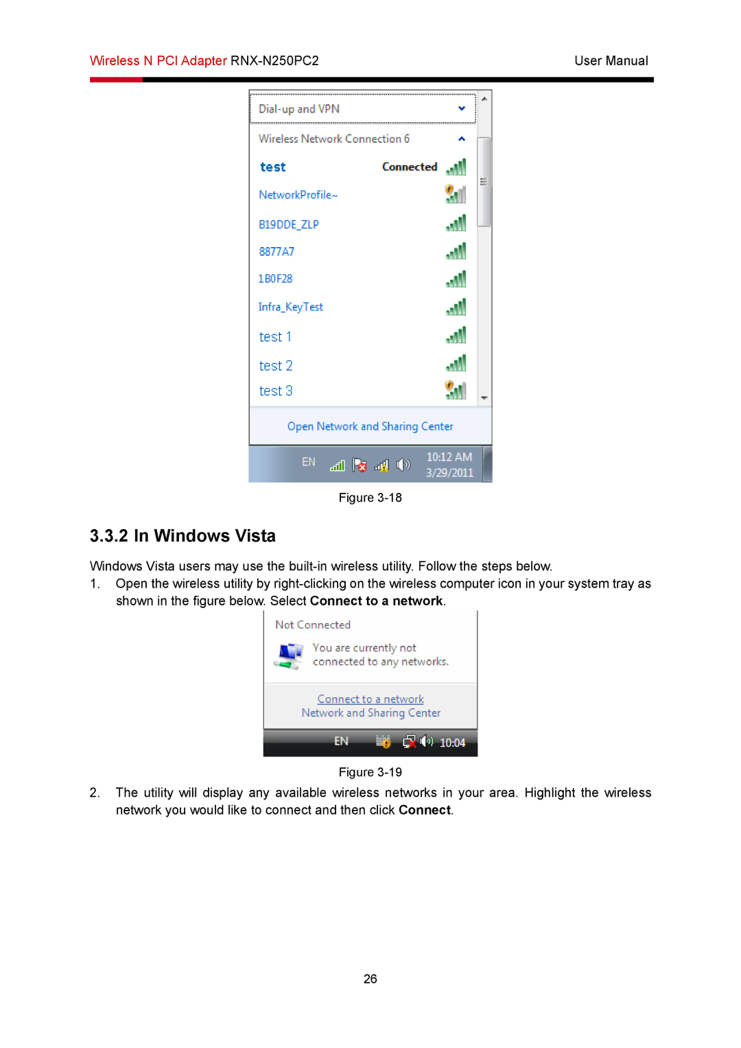 Rosewill RNX-N250PC2 user manual Windows Vista 