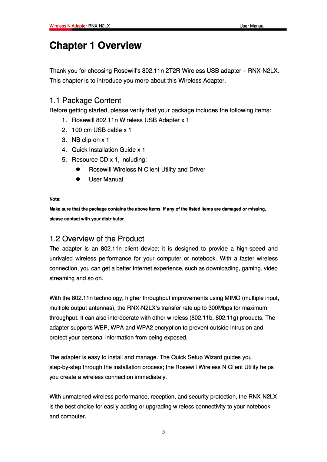 Rosewill RNX-N2LX user manual Package Content, Overview of the Product 