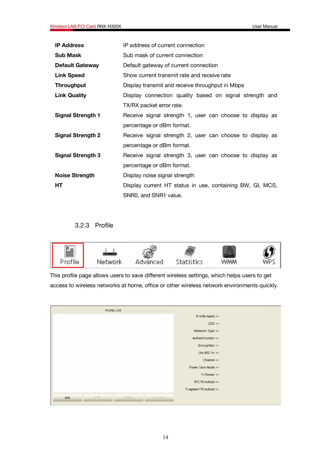 Rosewill RNX-N300X user manual Profile 