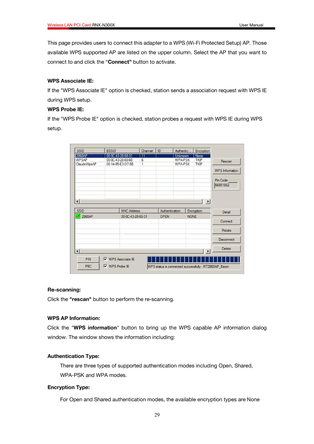 Rosewill RNX-N300X user manual Re-scanning, WPS AP Information 