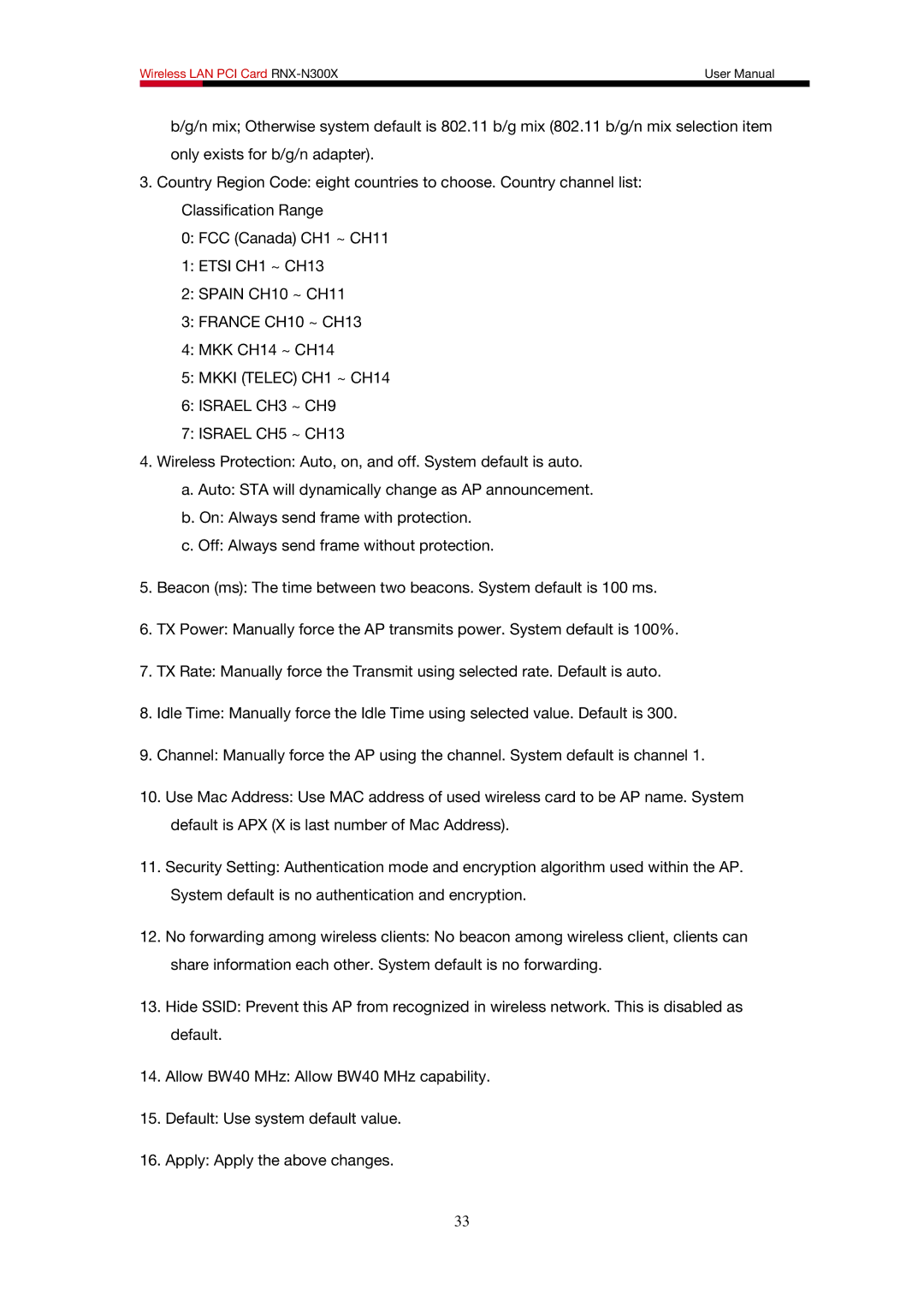 Rosewill RNX-N300X user manual Israel CH3 ~ CH9 